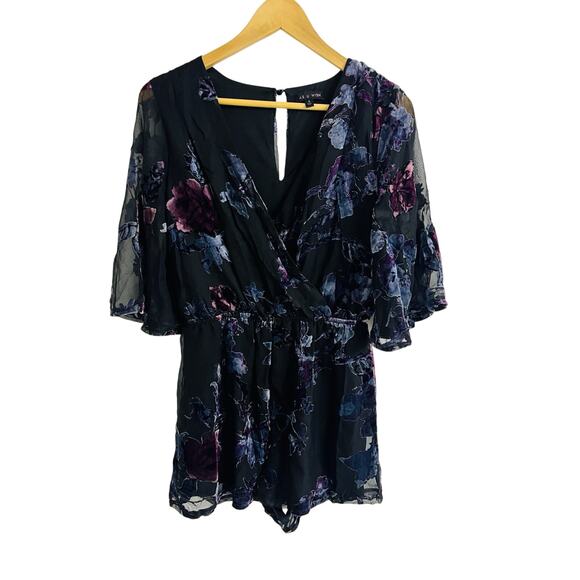 Velvet Dark Floral Romper As U Wish Size Small Whimsigoth Fairy Romantic Flowy - Picture 1 of 9